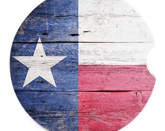 Car Coasters with Rustic Texas Flag Graphics Dye Sublimated with Vibrant Sharp Image