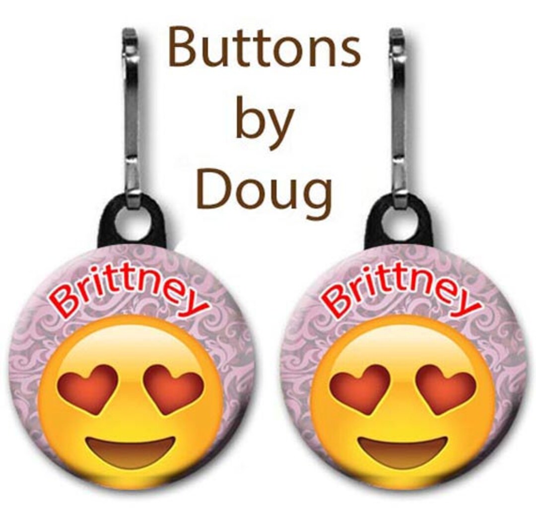 Emoji Zipper Pull/bag Tags two Large 1.5 Inch Personalized With the