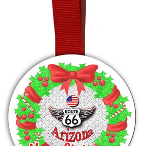 Route 66 Christmas Ornament: Personalized State Name, Double Sided
