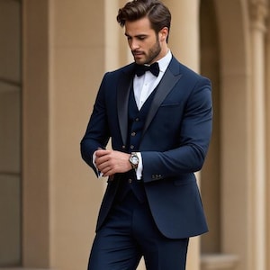 Men’s Suit Set 3 Piece | Elegant Business & Wedding Attire | Blazer Vest and Pant | Tuxedo For Groom And Groomsmen  | Party, Prom Suit