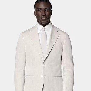 White Linen Two Piece Slim Fit Men’s Suit | Summer Beach Wedding 2-Piece Outfit | Prom Party Look | Gift For Groom