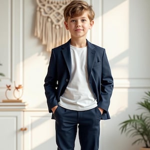 Blue Color Boys Two Piece Suit | Toddler Formal Wear | Custom Ring Bearer Outfit for Wedding & Parties