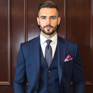 Navy blue Men's Three Piece Outfit for Wedding & Special Occasion Suit | Slim Fit Prom, Party, Wedding Outfit Gift For Him