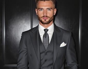 Dark Grey Men's Three Piece Suit | Slim Fit Wedding Outfit