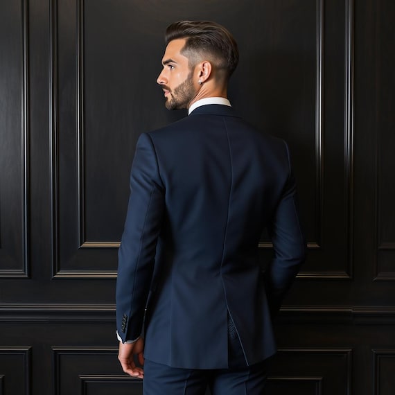 dark blue dress shirt with suit Navy Men's Three Piece | Slim Fit Wedding Outfit Black knit dress with this royal blue suit Color:Candy-Pink plus size pdf sewing pattern