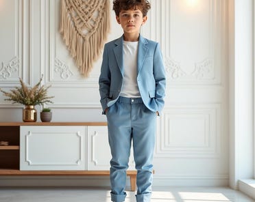 Gilet Gessato Blu Chiaro Per Bambino - Set Completo 4 Pezzi RAFAEL - Foto 4