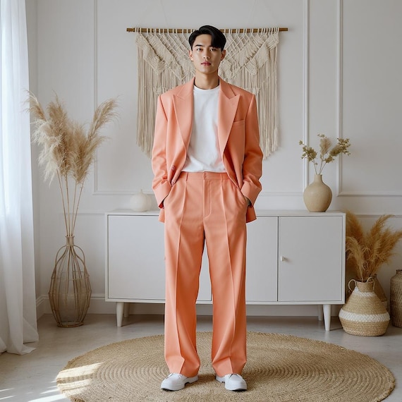 oversize dress pants men Modern High-Waisted Bk Tusers with Belt and Metallic