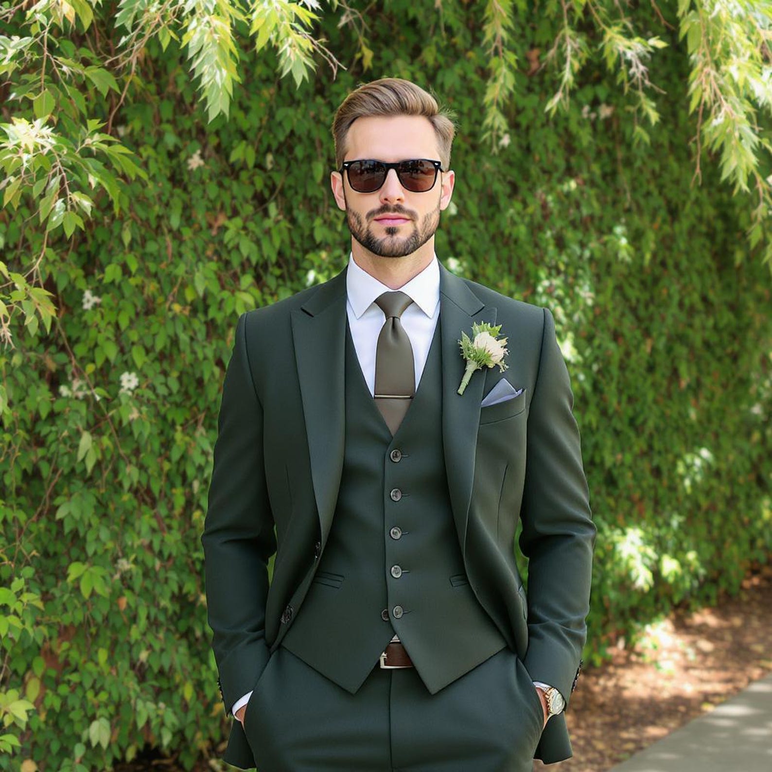Men's Dark Green Three Piece Wedding Suit Slim Fit Prom Outfit Etsy — free download
