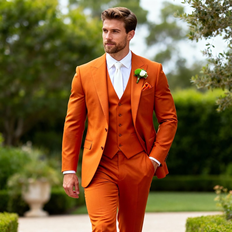 Men s Burnt Orange 3 piece Suit Slim Fit Wedding Tuxedo Etsy UK men-s-burnt-orange-3-piece-suit-slim-fit-wedding-tuxedo-etsy-uk