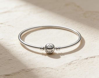 Pandora Moments Bangle, 925 Sterling Silver Charm Bracelet ,Birthday Gift for Mom or Her Simple Everyday Jewelr