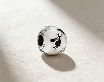 Mary Poppins charm,925 Sterling Silver Charm,Handmade Silver Bead,Fits European Bracelets and Necklaces, Best Gift