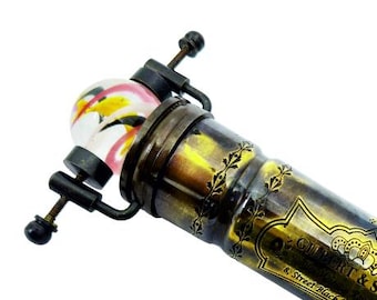 Vintage Brass Kaleidoscope with Glass Marble, Handmade Steampunk Kaleidoscope, Optical Toy, Desk Decor, Collectible Gift
