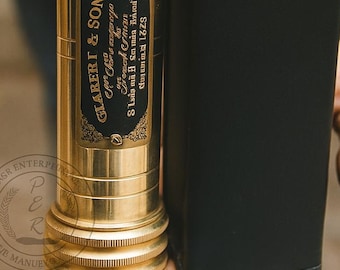 Handmade Brass Kaleidoscope with Leather Case, Vintage Optical Toy, Personalized Engraved Kaleidoscope Gift for Collectors