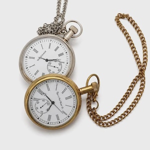 Antique French Pocket Watch Set of 2, Depose Regulateur, Silver Plated Pocket Watch, Vintage French Timepiece