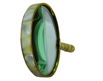 Antique Brass Magnifying Glass with Mother of Pearl Handle, Vintage Reading Magnifier, Desk Decor, Collector Gift, Office Accessory