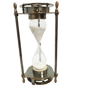 Reloj de arena vintage de latón con brújula náutica: regalo antiguo marítimo y decoración náutica