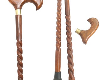 Handmade Wooden Walking Cane for Men: Sturdy Hardwood, 36 Inch