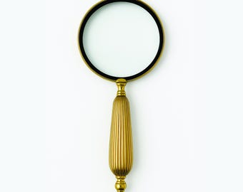 Luxury Brass Magnifying Glass, Victorian Desk Decor, Reading Magnifier, Antique Style Office Accessory, Gift for Readers