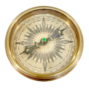 Antique Brass Sundial Compass – Gilbert Style | Vintage Nautical Maritime Compass | Collectible Gift for Him | Working Navigation Tool