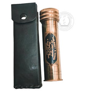 Handmade Brass Kaleidoscope with Leather Case – Working Vintage Optical Toy Gift for Loved Ones – Collectible Antique Showpiece Decor