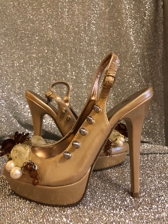 champagne high heels shoes