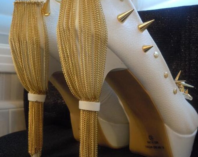 High Heel Platform Spiked Women Shoes White Size 10 Summer - Etsy