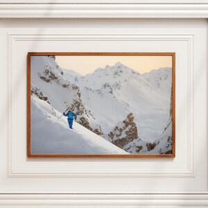 Backcountry Skiing Photography Print – Alpine Adventure Wall Art, Snowy Mountain Landscape, Winter Sports Decor
