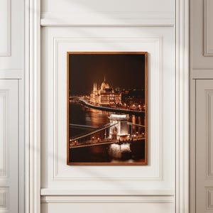 Budapest Night Photography Print: Parliament & Chain Bridge Wall Art