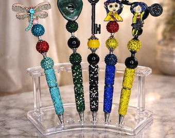 Beaded Coraline-Inspired Pen, Elegant Handmade Writer Gift, Lux