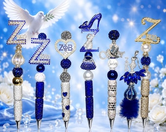 Bolígrafo de regalo de lujo azul real con cuentas, inspirado en la hermandad.