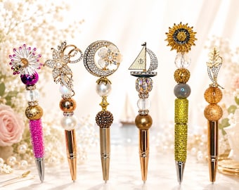 Handmade Beaded Pens: Sunflower, Bee, Floral, Sailboat Designs – Whimsical Writing Accessory