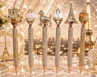 Colección de bolígrafos de lujo con diamantes de imitación estilo parisino, regalos para ella.