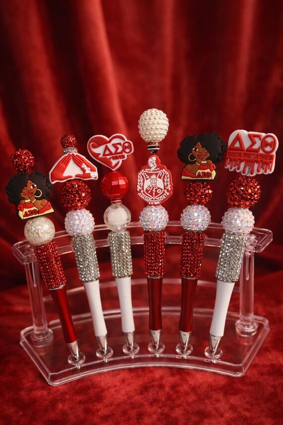 Sparkle Beaded Pen: Sorority Inspired Sister Gift Red and White, Teacher Appreciation