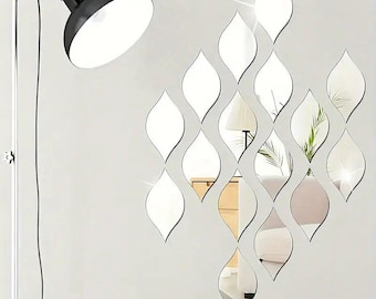 Juego de decoración de pared con espejo / Arte de pared acrílico con espejo dorado y plateado / Vinilo decorativo de pared de plexiglás con espejo de 1 mm / Decoración moderna para sala de estar y dormitorio