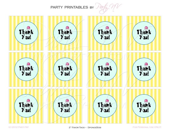 PRINTABLE (2" Favor Tags) - SpongeBob "Best Day Ever" Collection Il_570xn