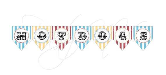 PRINTABLE ("Hotdogs" BANNER) - "Old Time" Carnival Collection- Vintage Design Il_570xn