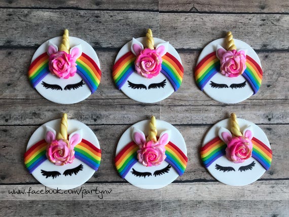 EDIBLE (Fondant Toppers) - Magical Unicorn Il_570xn