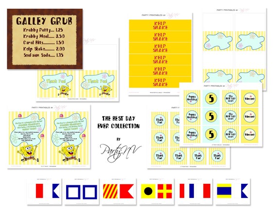 PRINTABLE (FULL COLLECTION) - SpongeBob "Best Day Ever" Collection Il_570xn