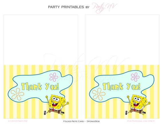 PRINTABLE (Thank You Cards) - SpongeBob "Best Day Ever" Collection Il_570xn