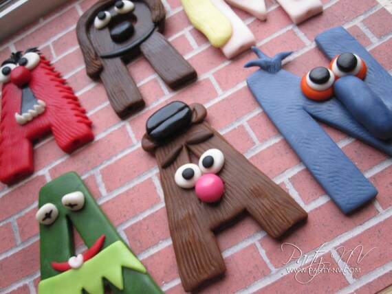 EDIBLE (Fondant Toppers) - Muppet Letters (5 total) Il_570xn