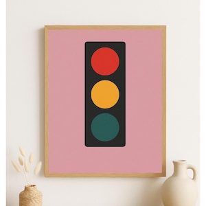 Minimalist Traffic Light Pop Art Print: Modern Abstract Wall Decor (Digital Download)