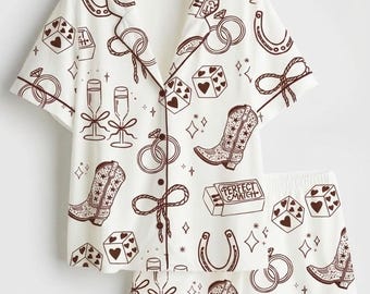 Western Pajama Set, Cowgirl Bachelorette Party Women’s PJs