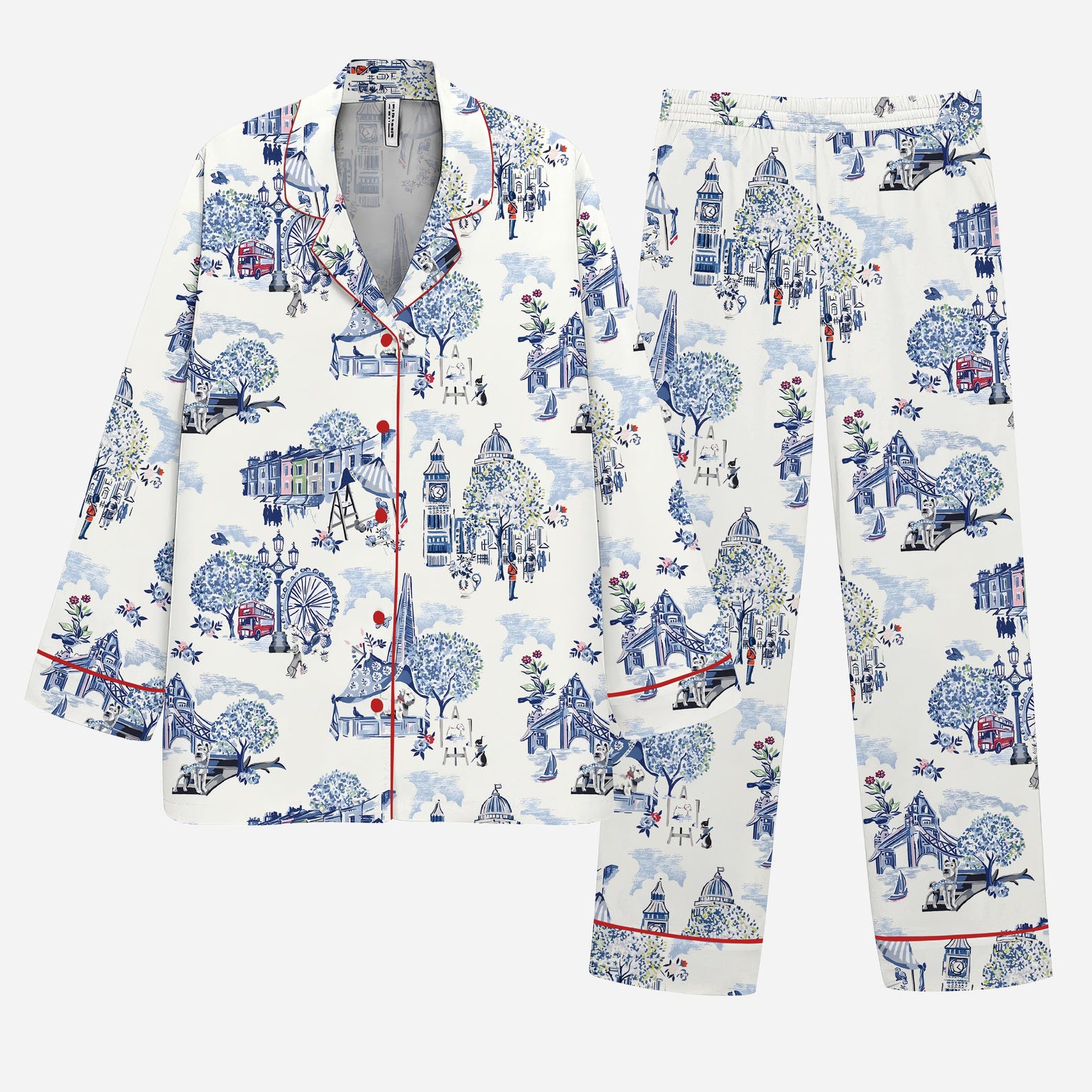 Vintage London City Pajamas – British Landmark Satin Sleepwear for ...