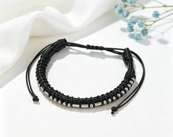 Best Bitches Morse Code Leather Bracelet, Funny Best Friend Secret Message Jewelry, Adjustable Handmade Stainless Steel Bracelet