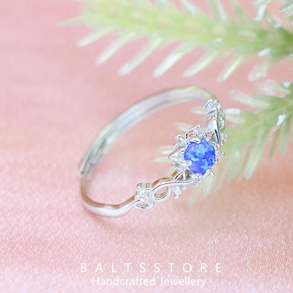 Opal Snowflake Ring - S925 Sterling Silver Adjustable Band