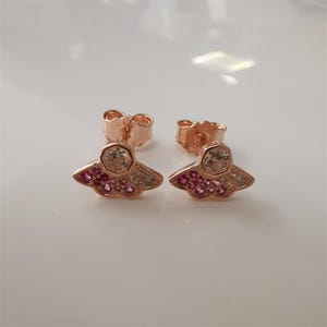 Kolczyki Pandora Pink Fan ze srebra próby 925, z przezroczystym cyrkonem