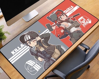 Anime Tactical Girl Extended Mousepad, Kawaii Gamer Desk Mat, Y2K Setup Accessory