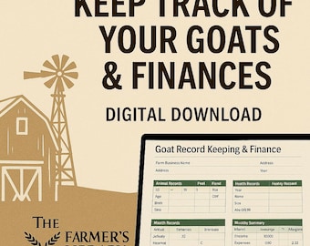 Goat Farm Record & Finance Tracker: Herd Management Spreadsheet (Digital Download)