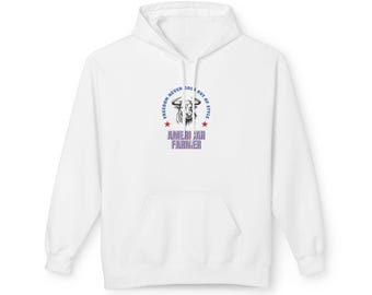 Custom American Farmer Hoodie | Freedom Never Goes Out of Style Sweatshirt | Unique Bull Head Graphic | Cozy Unisex Pullover, Farm Life Gift