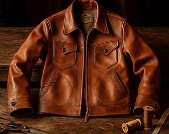 Handmade Brown Cowhide Leather Biker Jacket: Men's Vintage Western Fit